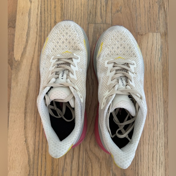 HOKA sneaker eggnog and pink color way size 6.5 - Picture 2 of 4